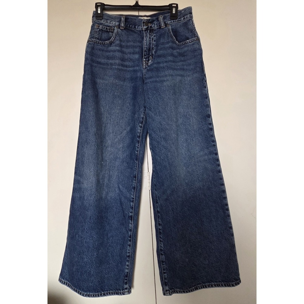 Madewell Wide Leg Flare Jeans in Dark Blue Wash